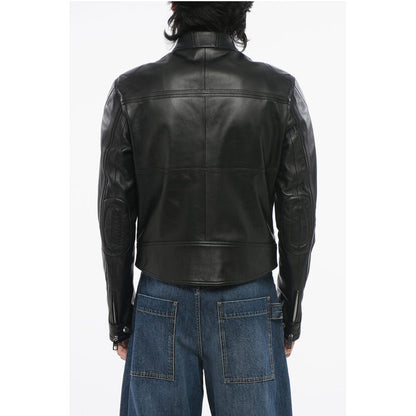 Leather Jacket with Zipped Sleeves