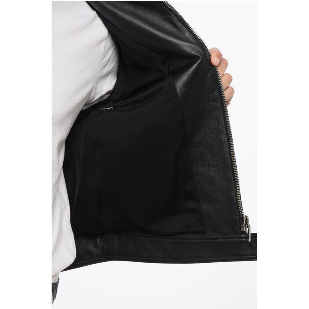 Leather Jacket with Zipped Sleeves