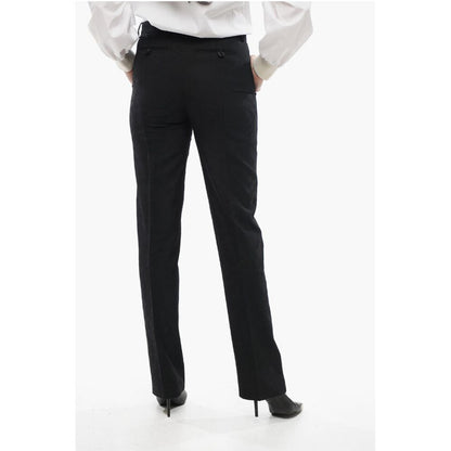 Jacquard Wool Pants with Satin Side Bands