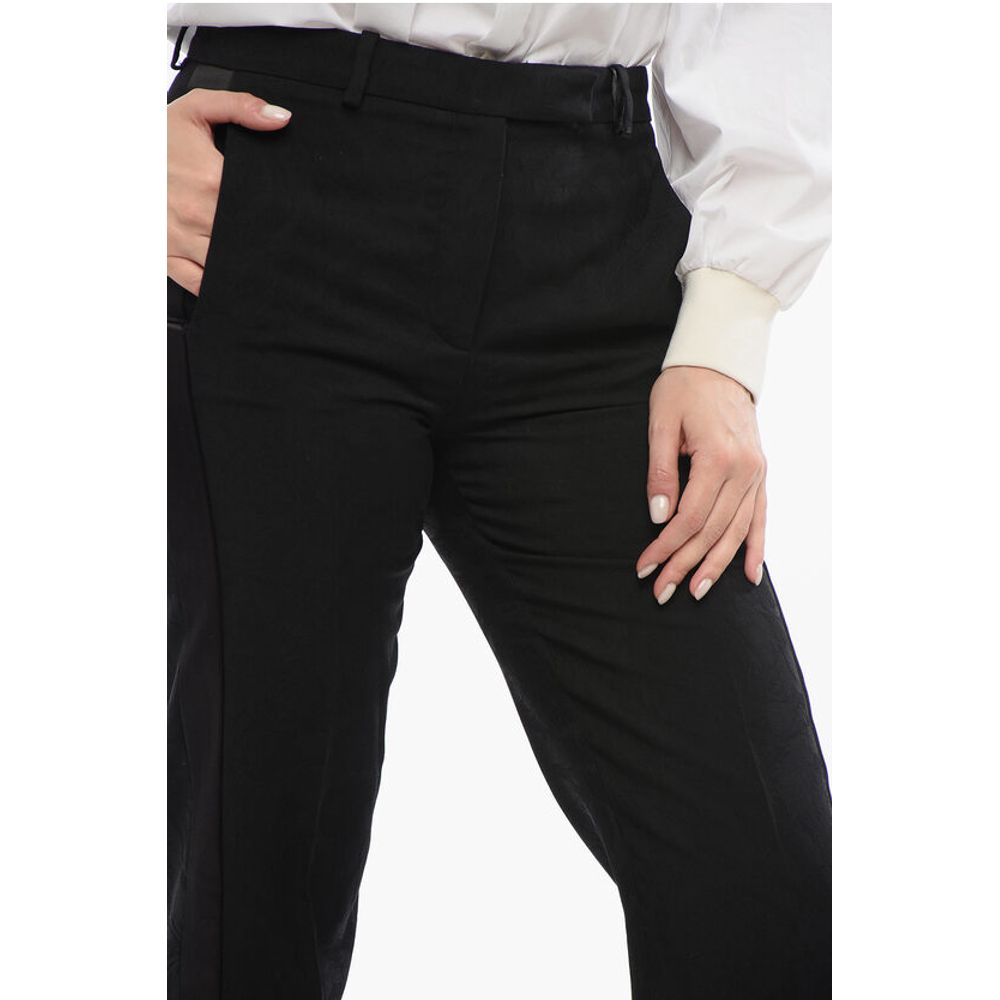 Jacquard Wool Pants with Satin Side Bands