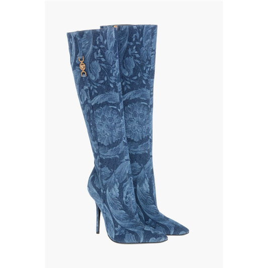Denim LA GRECA Under the Knee Boots with Stiletto Heel 11cm