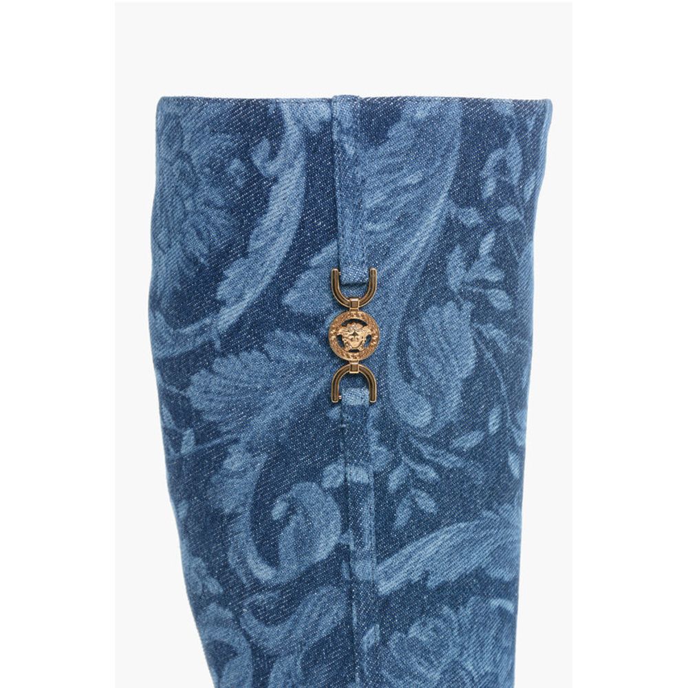 Denim LA GRECA Under the Knee Boots with Stiletto Heel 11cm