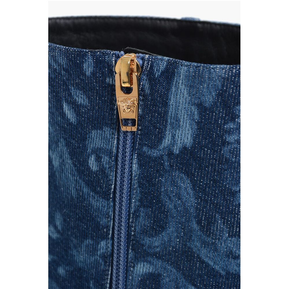 Denim LA GRECA Under the Knee Boots with Stiletto Heel 11cm