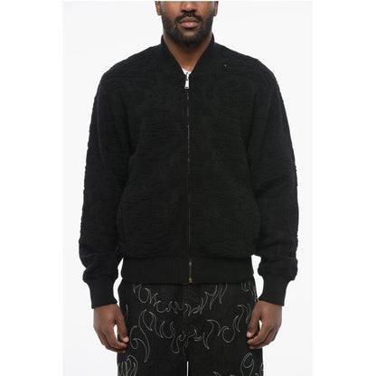 Patterned Lining Zip-up Reversible Sweatshirt