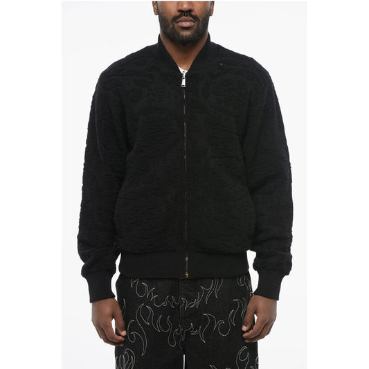 Patterned Lining Zip-up Reversible Sweatshirt