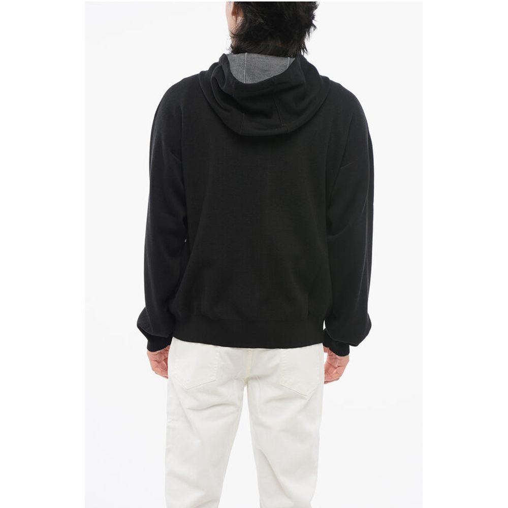 Zip-up Barocco Patterned Pullover with Hood