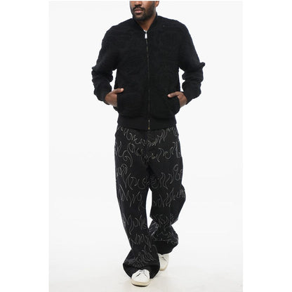 Patterned Lining Zip-up Reversible Sweatshirt