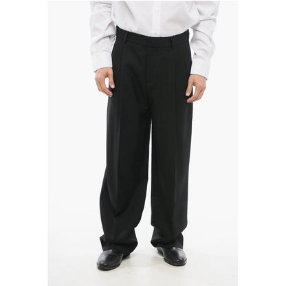 Double-pleated Virgin Wool Pants with Belt Loops
