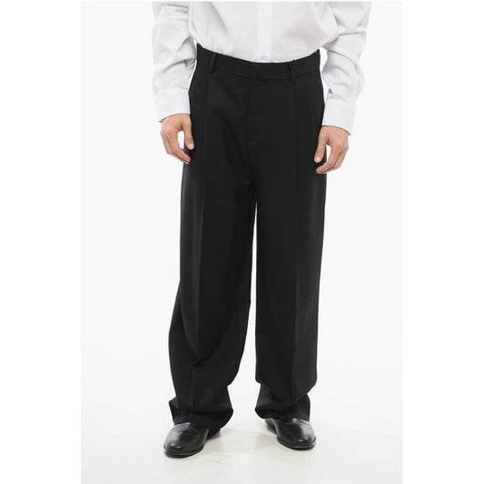 Double-pleated Virgin Wool Pants with Belt Loops
