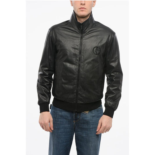 GIORGIO Reversible Leather Jacket with Embroidered Logo
