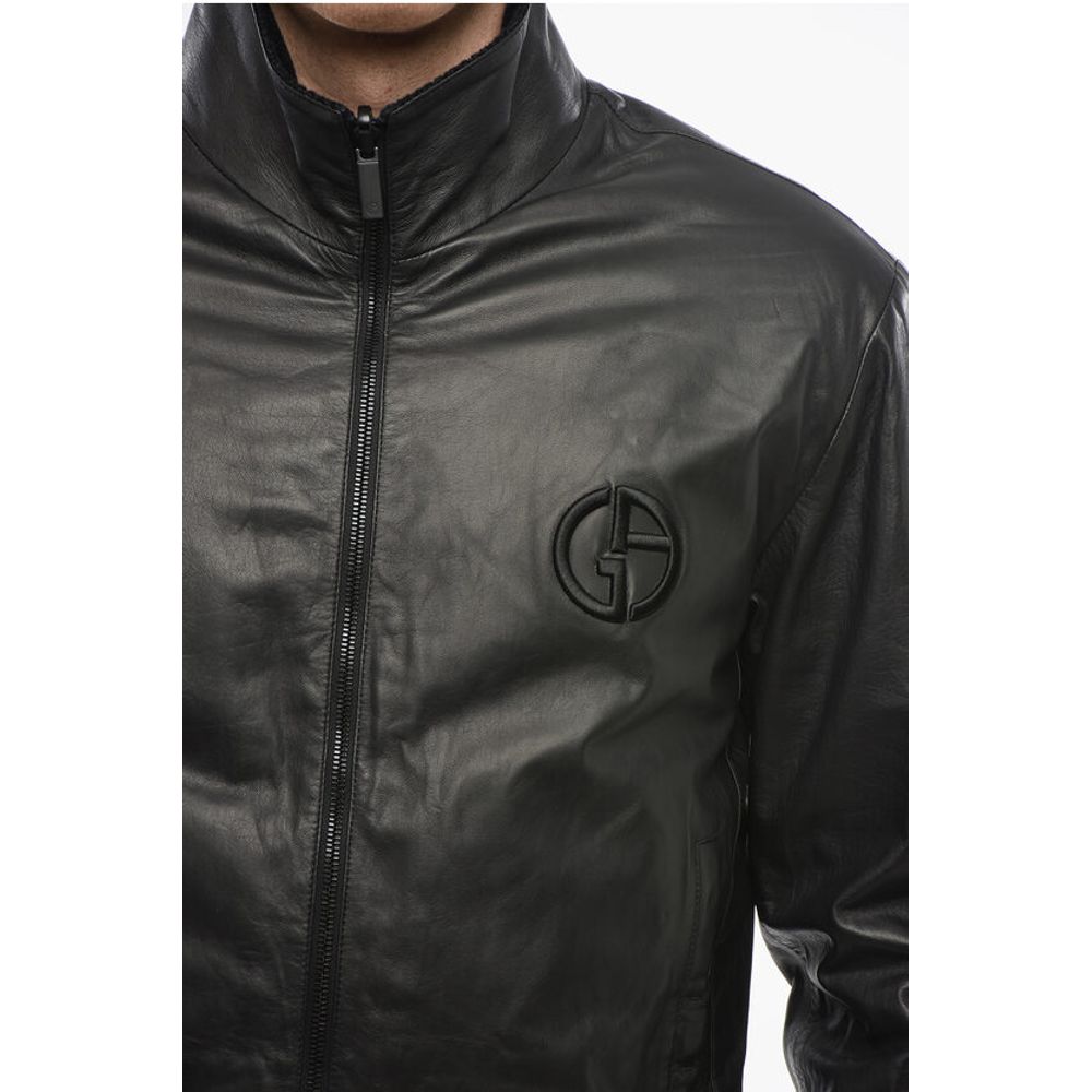 GIORGIO Reversible Leather Jacket with Embroidered Logo