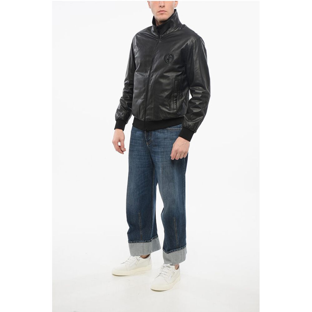 GIORGIO Reversible Leather Jacket with Embroidered Logo