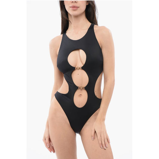 Cut-out One-piece Swimsuit with Medusa Logo