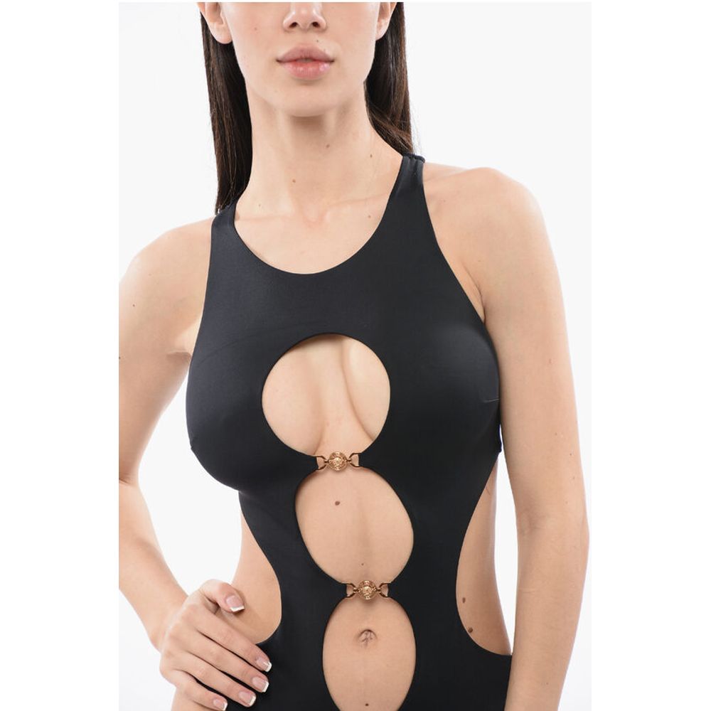 Cut-out One-piece Swimsuit with Medusa Logo