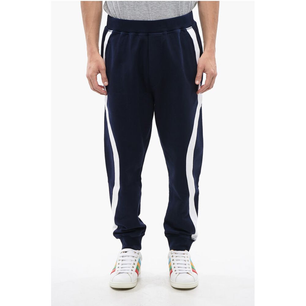 Contrasting Band Relax Fit Brushed Cotton Joggers