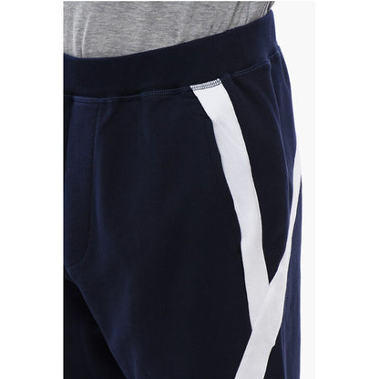 Contrasting Band Relax Fit Brushed Cotton Joggers