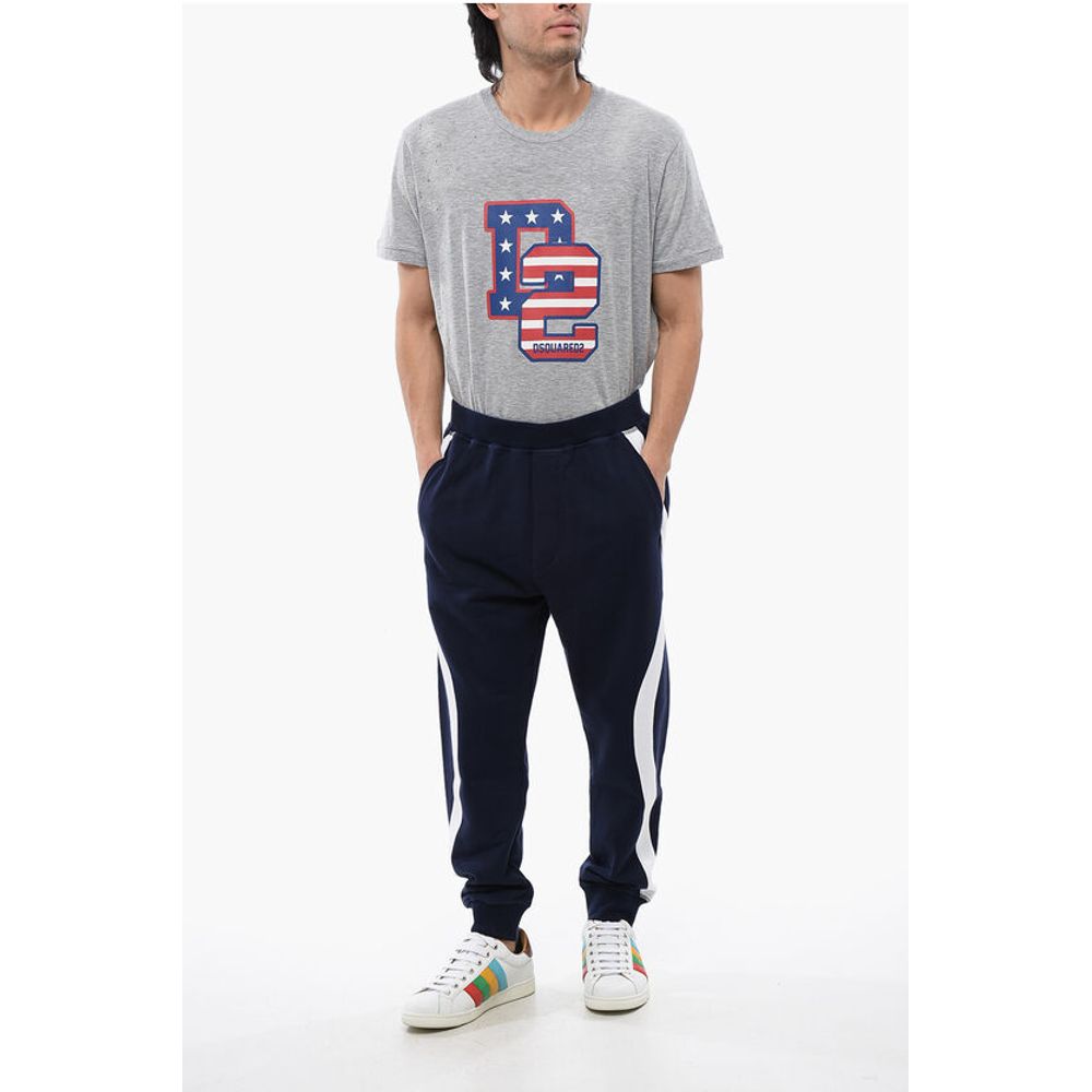 Contrasting Band Relax Fit Brushed Cotton Joggers