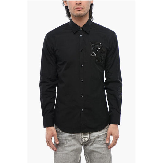 Long Sleeved NIGHT COLLEGE Shirt With Sequined Logo