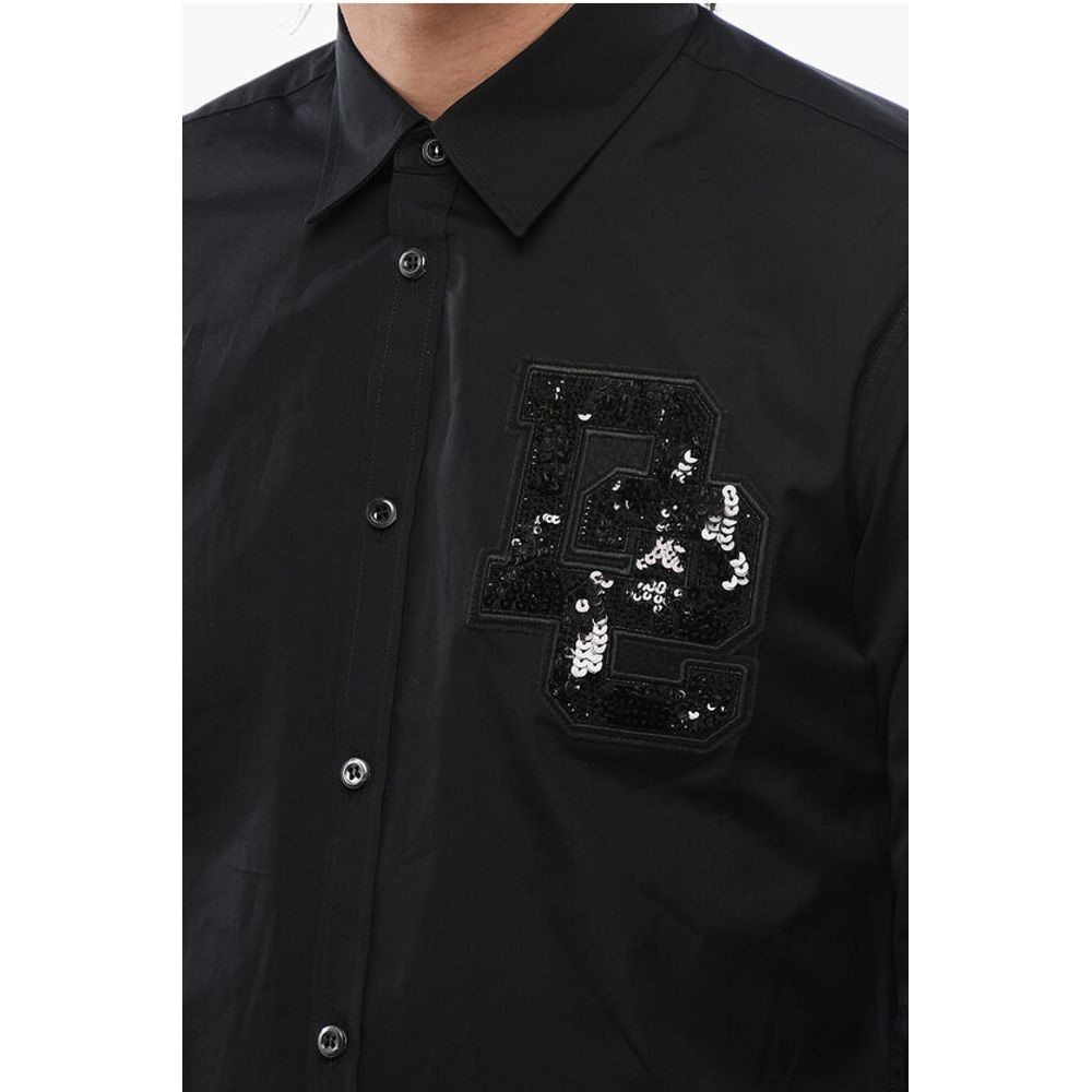 Long Sleeved NIGHT COLLEGE Shirt With Sequined Logo