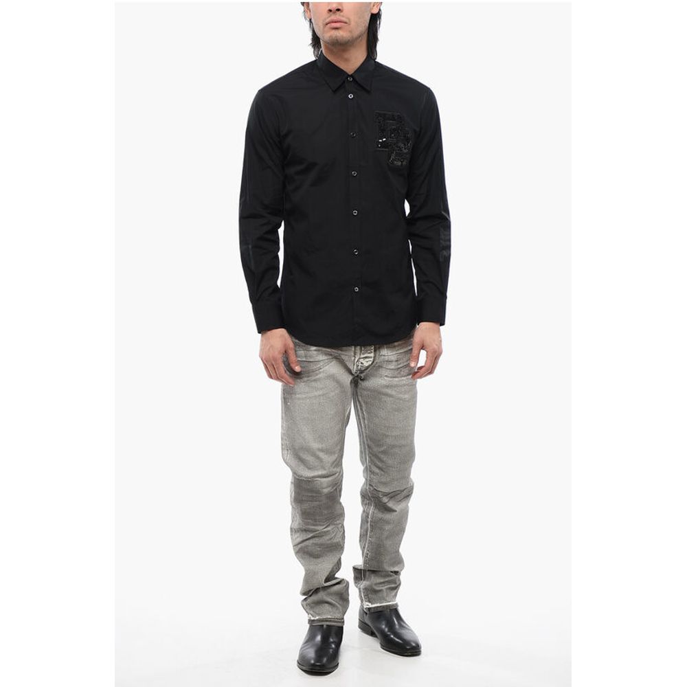 Long Sleeved NIGHT COLLEGE Shirt With Sequined Logo