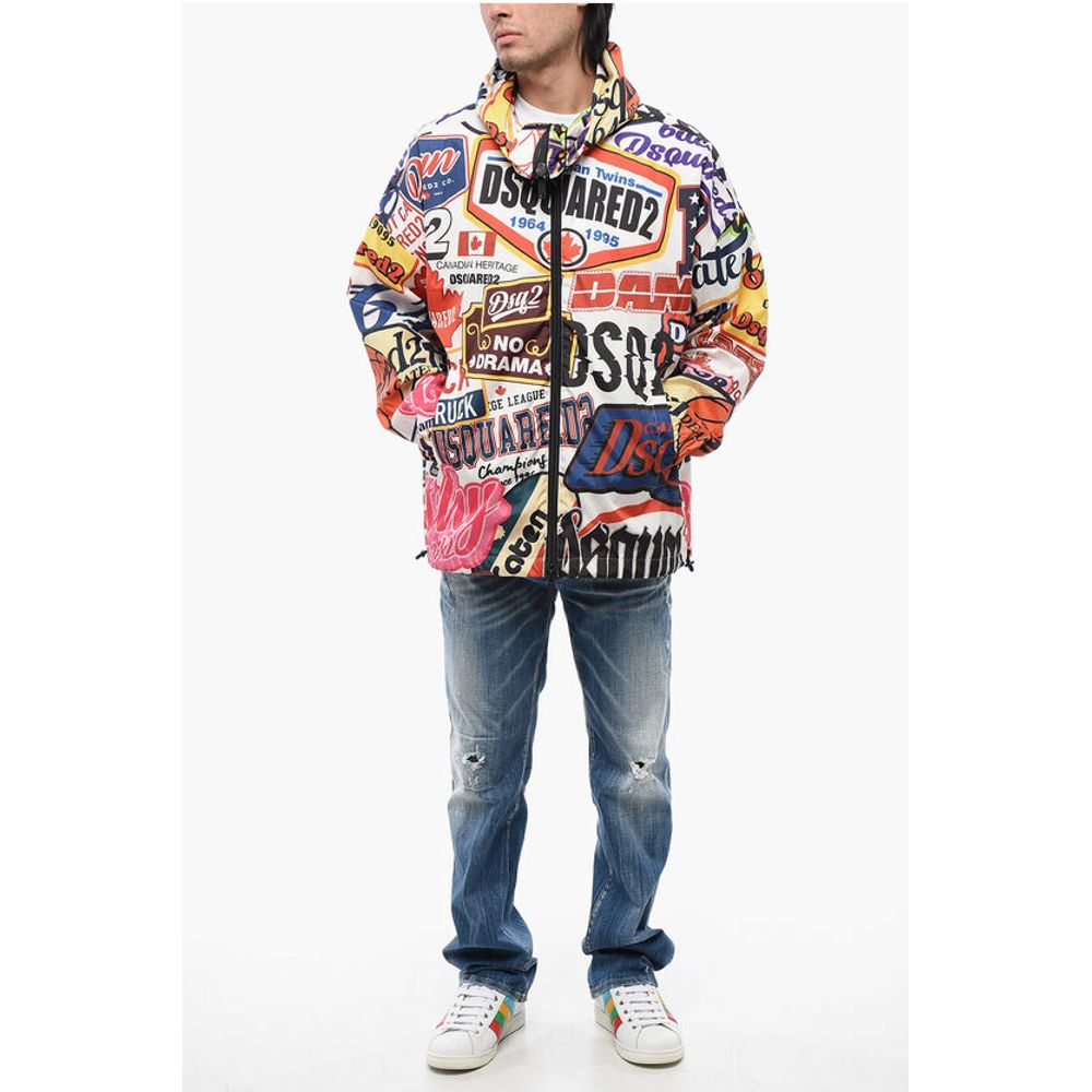 Logoed Windbreaker Jacket with Hood