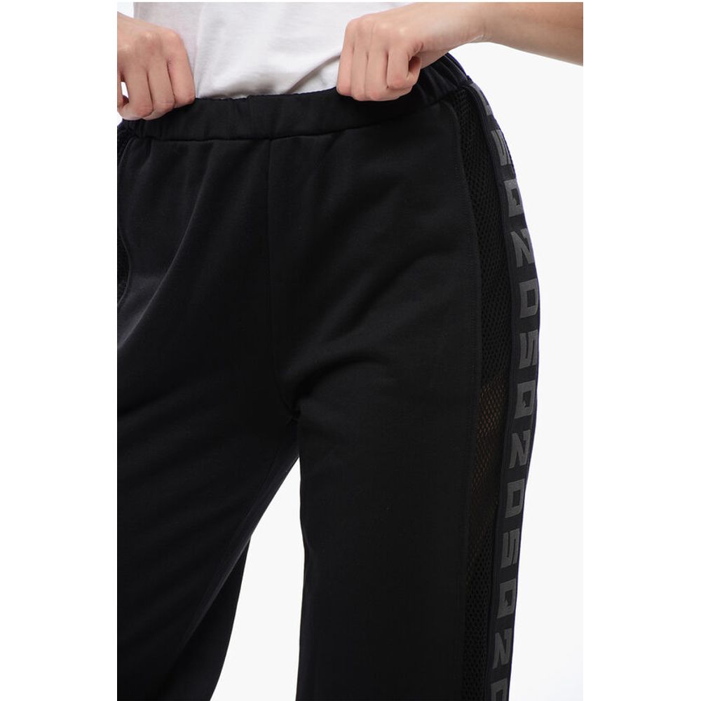Tape Detailed Straight Fit Sweatpants with Mesh Inserts