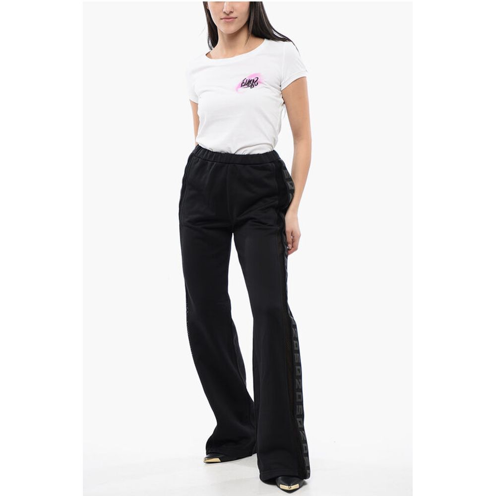 Tape Detailed Straight Fit Sweatpants with Mesh Inserts
