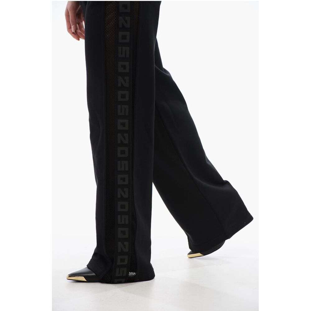 Tape Detailed Straight Fit Sweatpants with Mesh Inserts