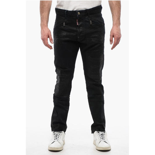 Coated Jeans With Zipped Pockets 17 cm