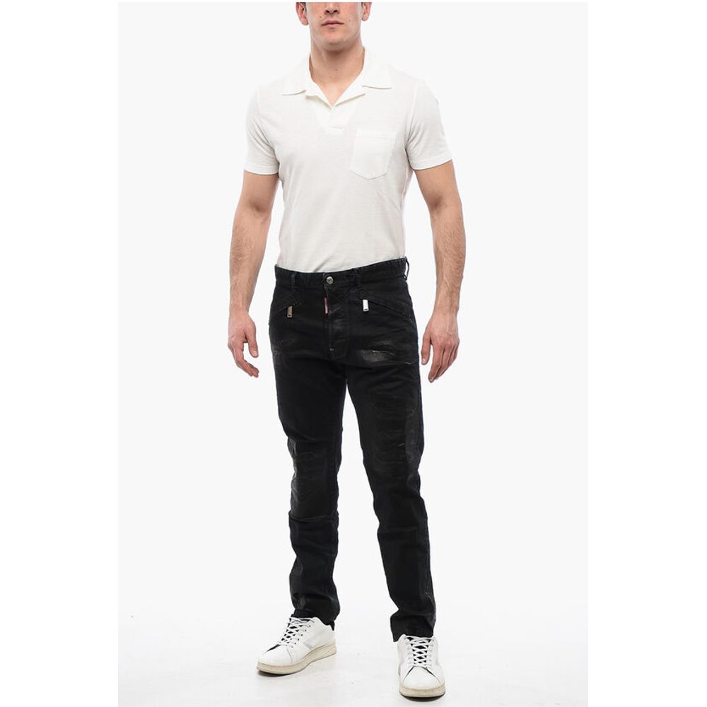 Coated Jeans With Zipped Pockets 17 cm