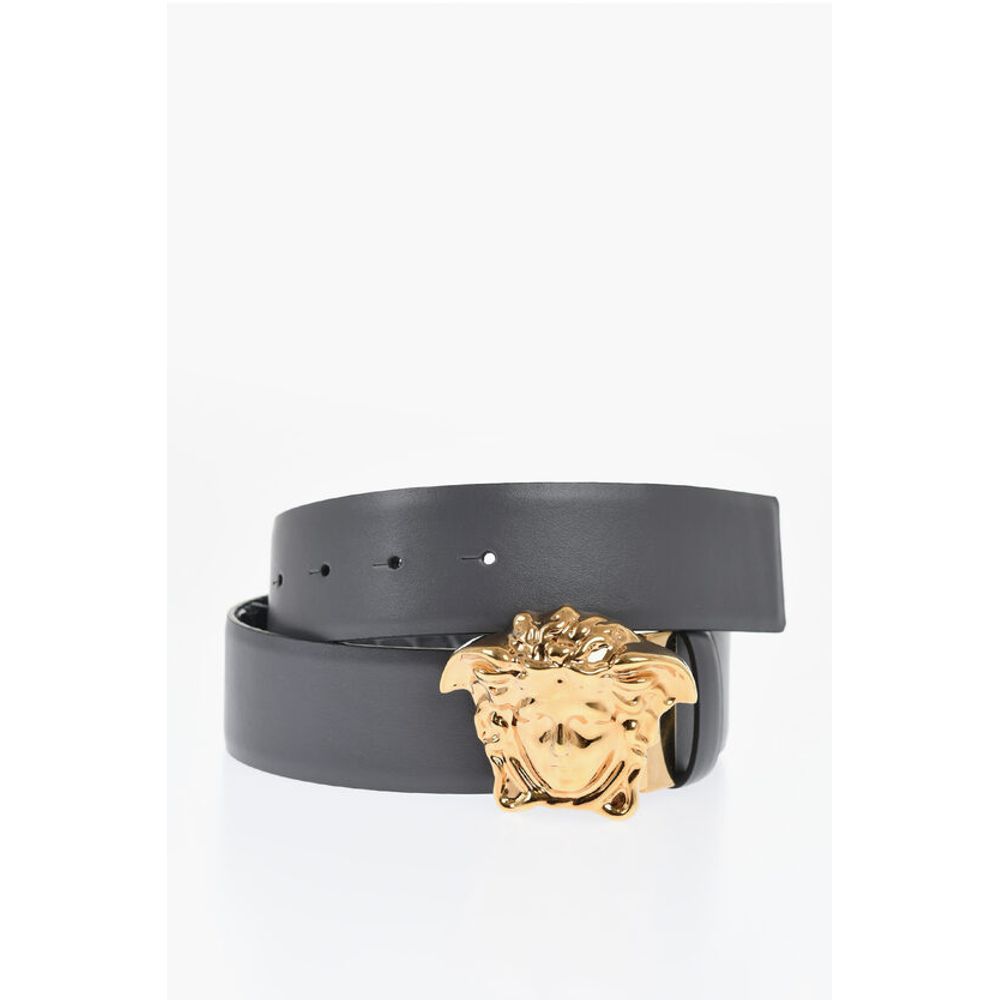 Reversible Leather Belt with Medusa Buckle 40mm