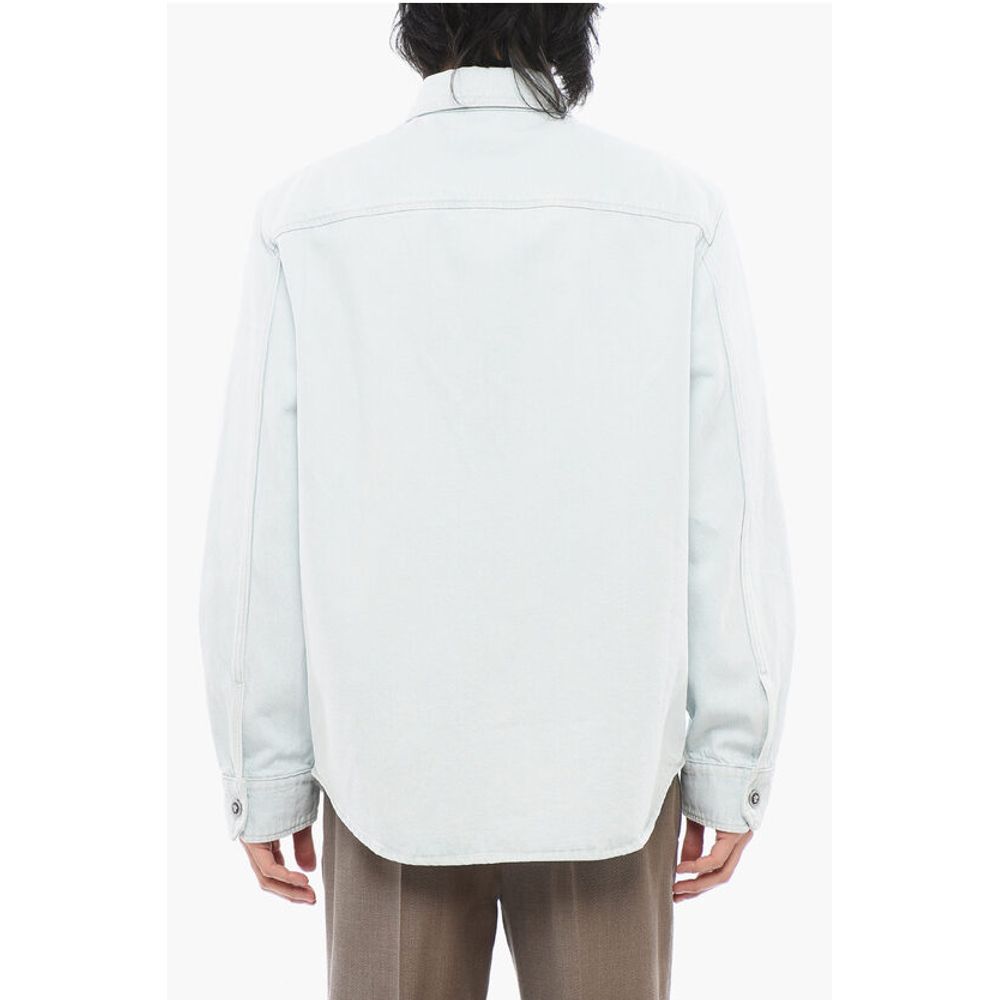 Light Wash Denim Shirt with Logoed Buttons