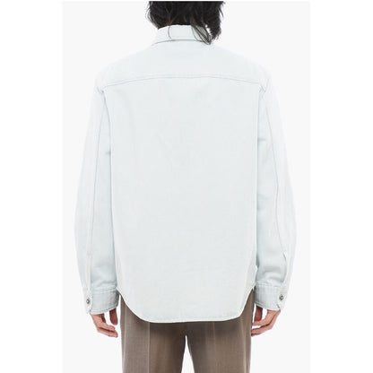Light Wash Denim Shirt with Logoed Buttons