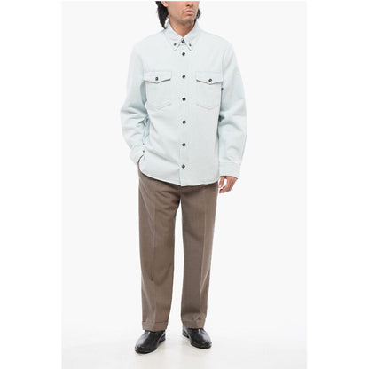 Light Wash Denim Shirt with Logoed Buttons
