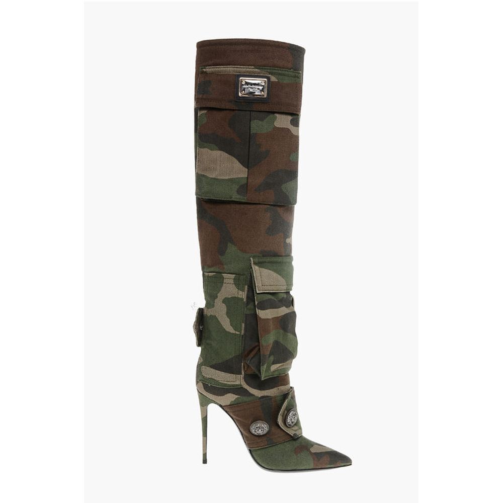 Camouflage Denim Boots with Pockets 11cm