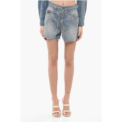 JEANS COUTURE Glittery Denim Shorts