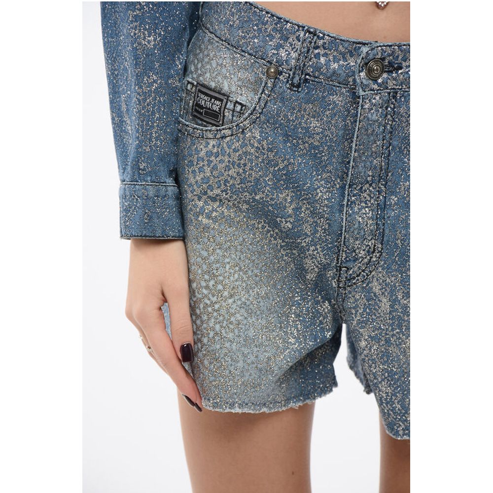 JEANS COUTURE Glittery Denim Shorts