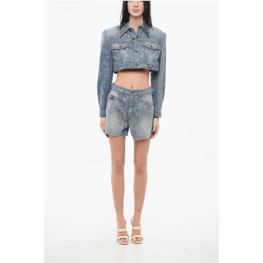 JEANS COUTURE Glittery Denim Shorts