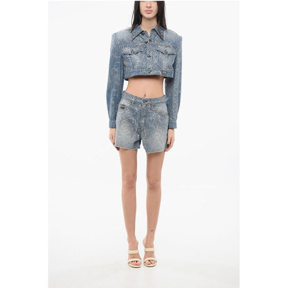 JEANS COUTURE Glittery Denim Shorts