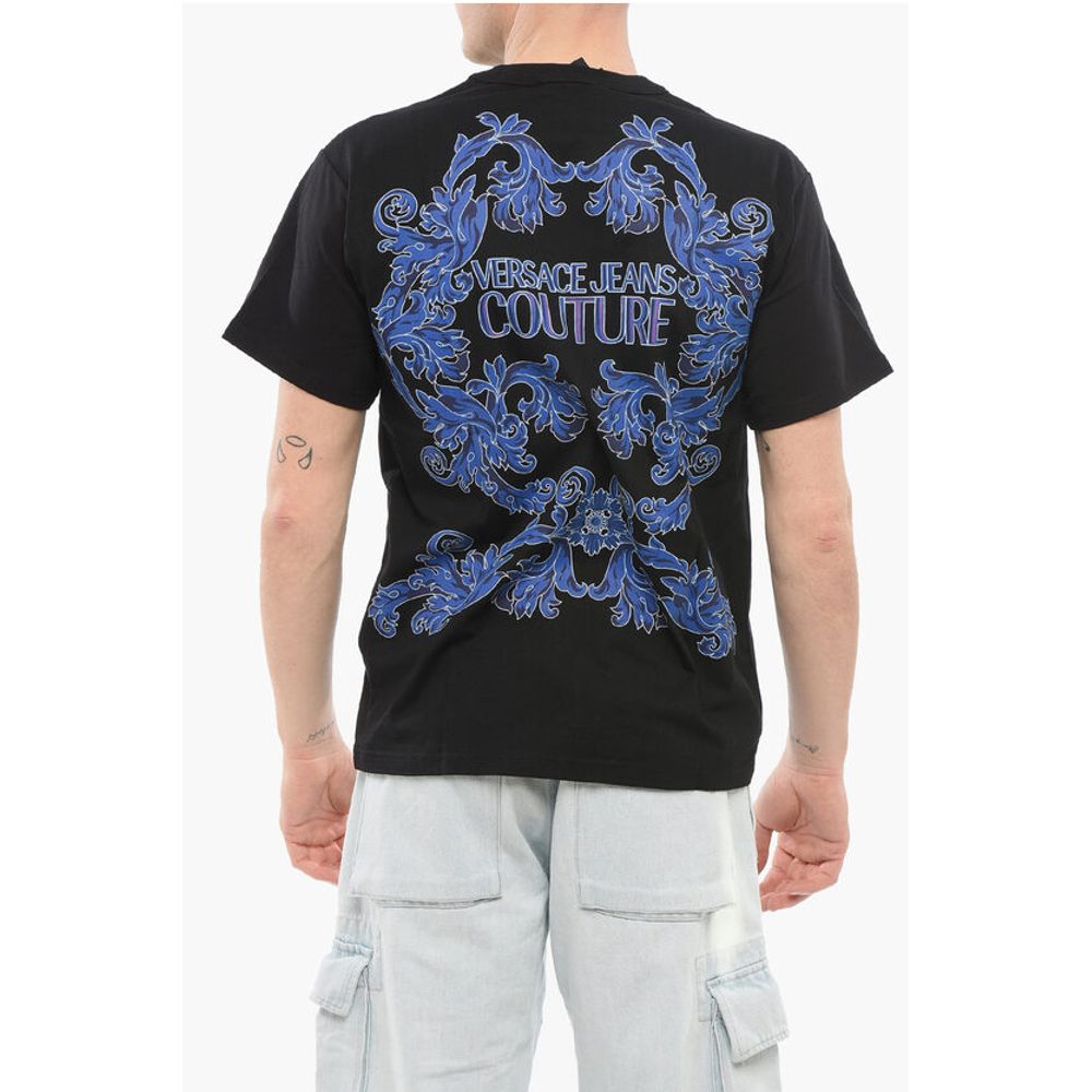 JEANS COUTURE Crew Neck Cotton T-Shirt with Printed Breast-p