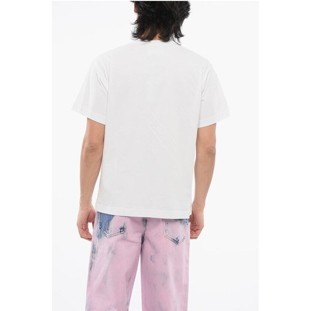 JEANS COUTURE Crew Neck Cotton T-Shir with Rhinestoned Logo