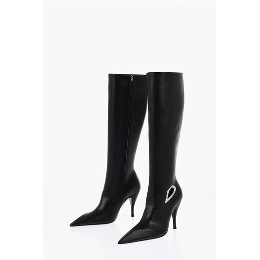 Leather HIgh Boots With Cut-Out Details Heel 11 cm