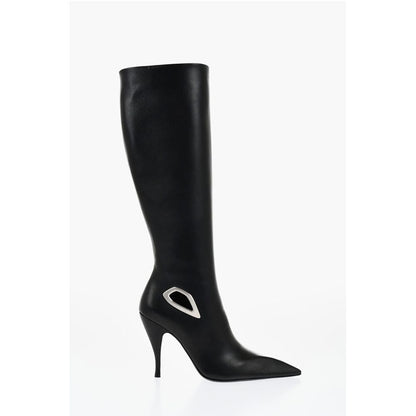 Leather HIgh Boots With Cut-Out Details Heel 11 cm