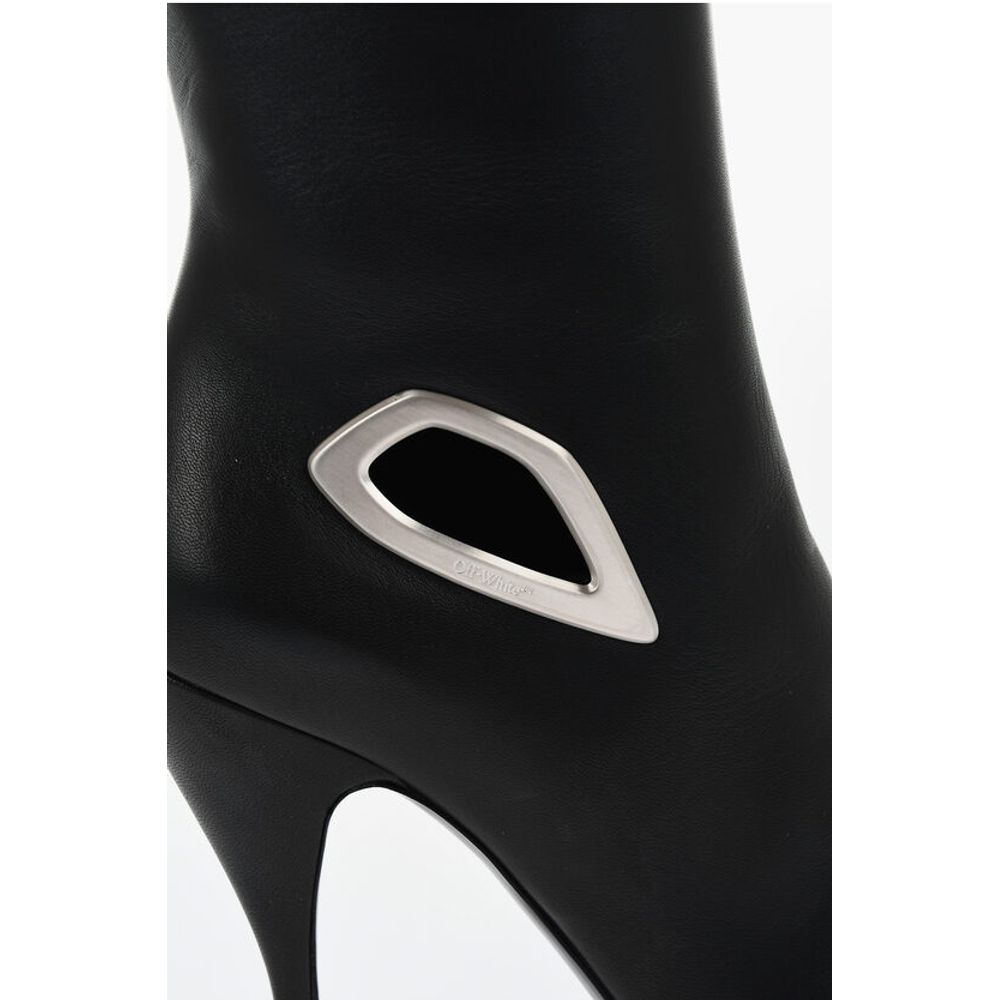Leather HIgh Boots With Cut-Out Details Heel 11 cm