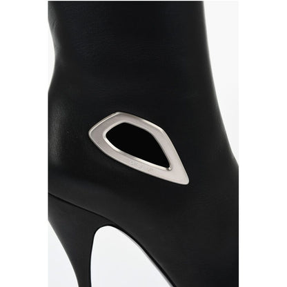 Leather HIgh Boots With Cut-Out Details Heel 11 cm