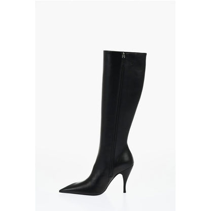 Leather HIgh Boots With Cut-Out Details Heel 11 cm