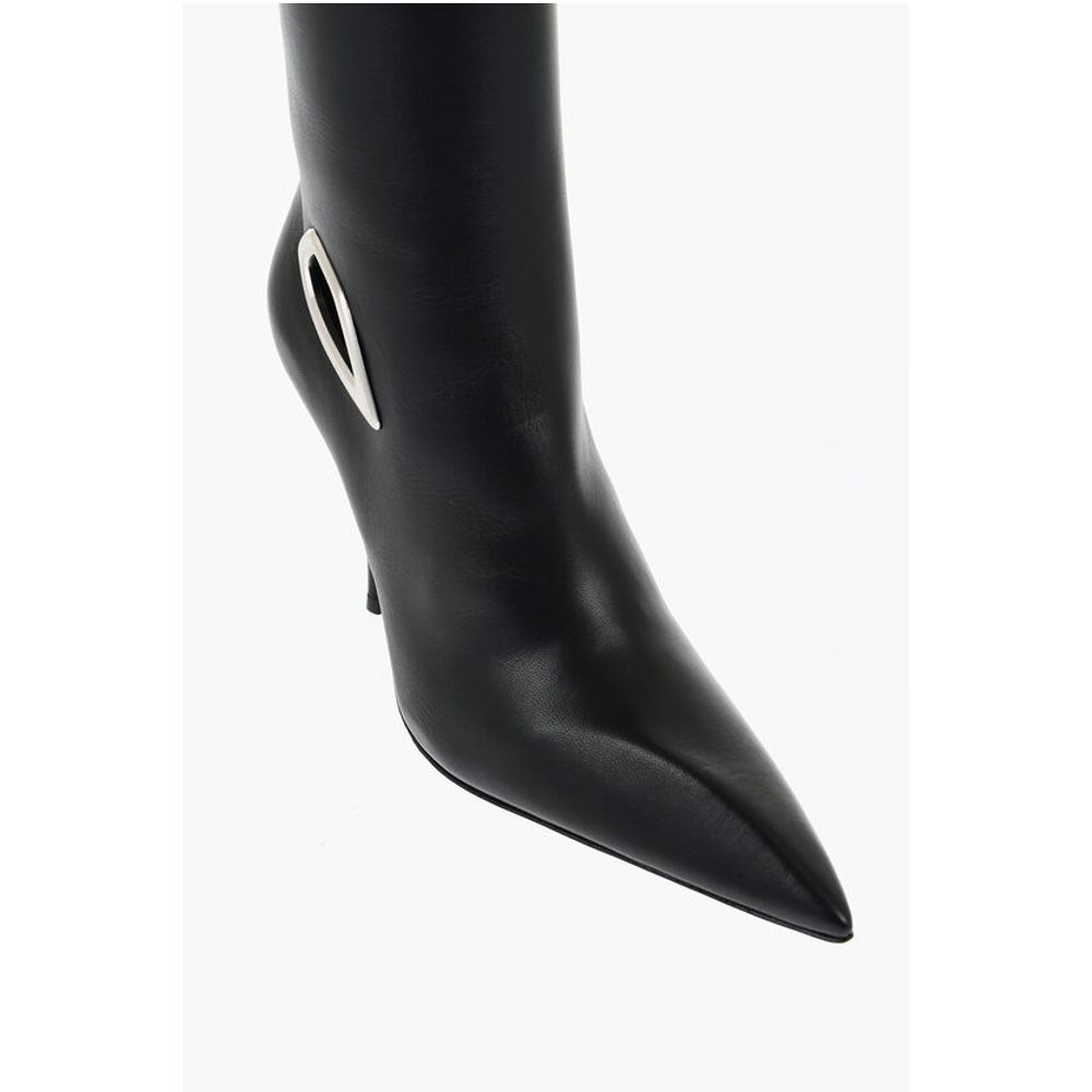 Leather HIgh Boots With Cut-Out Details Heel 11 cm