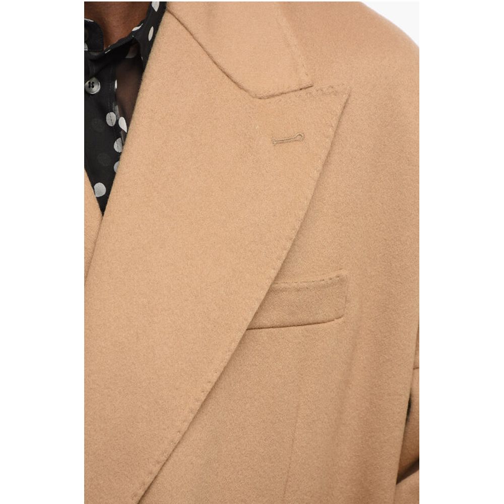 Double-breasted Cashmere Coat with Flap Pockets