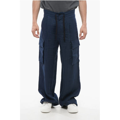 Single-pleated Linen Cargo Pants