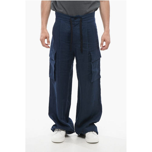 Single-pleated Linen Cargo Pants
